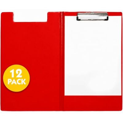 SECO A4 ECO PVC Covered Foldover Clipboard with Heavy Duty Clip Red (Pack of 12) SECO A4 ECO PVC Covered Foldover Clipboard with Heavy Duty Clip Red (Pack of 12)