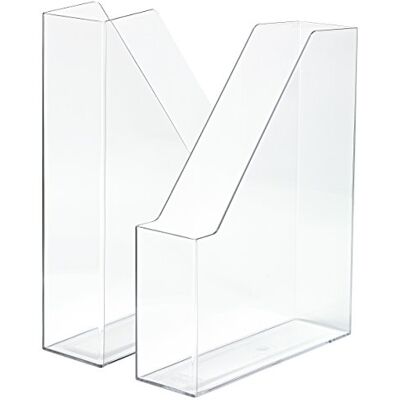 HAN i-Line 16501-23 Magazine File Pack of 2 Elegant Modern High-End Magazine File for Notebooks, Magazines and Folders up to A4/C4 Format Transparent Crystal Clear HAN i-Line 16501-23 Magazine File Pack of 2 Elegant Modern High-End Magazine File for Notebooks, Magazines and Folders up to A4/C4 Format Transparent Crystal Clear