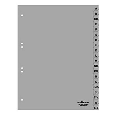 Durable Index Dividers A-Z A4 Portrait, 20 Pack, German, Grey, Made from PP Built to Last, Clearly Labelled Tabs, Pre-Punched for Easy Storage, Made in Poland Durable Index Dividers A-Z A4 Portrait, 20 Pack, German, Grey, Made from PP Built to Last, Clearly Labelled Tabs, Pre-Punched for Easy Storage, Made in Poland