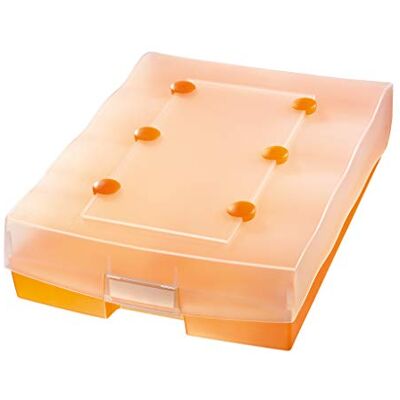 HAN 9987-613, CROCO-DUO archive box, for 2,200 cards A8 withA-Z guide cards dividers and 8 support plates, translucent orange HAN 9987-613, CROCO-DUO archive box, for 2,200 cards A8 withA-Z guide cards dividers and 8 support plates, translucent orange