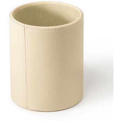 Osco Faux Leather Pen Pot, Desk Pencil Holder with Wipe-Clean Finish, Compact Round Desk Organizer for Pens, Pencils & Brushes, 10.5cm H x 8.7cm Dia, Cream Osco Faux Leather Pen Pot, Desk Pencil Holder with Wipe-Clean Finish, Compact Round Desk Organizer for Pens, Pencils & Brushes, 10.5cm H x 8.7cm Dia, Cream