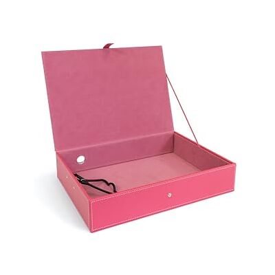 Osco Faux Leather Box File – Paperwork Archive, A4 Document Storage Box with Lock Spring & Press-Stud Fastening, Stylish Home & Office Filing Solution, 37.5×26.5×8 cm, Single, Fuschia pink Osco Faux Leather Box File – Paperwork Archive, A4 Document Storage Box with Lock Spring & Press-Stud Fastening, Stylish Home & Office Filing Solution, 37.5×26.5×8 cm, Single, Fuschia pink