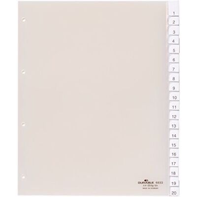 Durable 683319 Extra-Wide Index Set for Punched Pockets with 20 Division Sheets Transparent Durable 683319 Extra-Wide Index Set for Punched Pockets with 20 Division Sheets Transparent