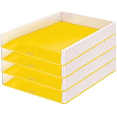 Leitz Wow Duo Colour 53611016 Letter Tray Set of 4 Yellow Leitz Wow Duo Colour 53611016 Letter Tray Set of 4 Yellow