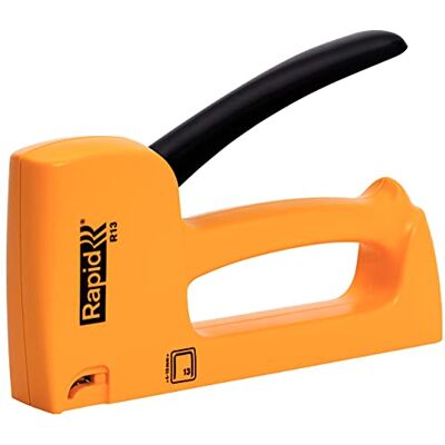 Rapid Light Duty Manual Staple Gun R13 for No. 13 staples, Upholstery Tacker with Ergonomic Handle and All-Steel Interior Wear Parts, Made in Sweden (20443901), Orange/Black Rapid Light Duty Manual Staple Gun R13 for No. 13 staples, Upholstery Tacker with Ergonomic Handle and All-Steel Interior Wear Parts, Made in Sweden (20443901), Orange/Black