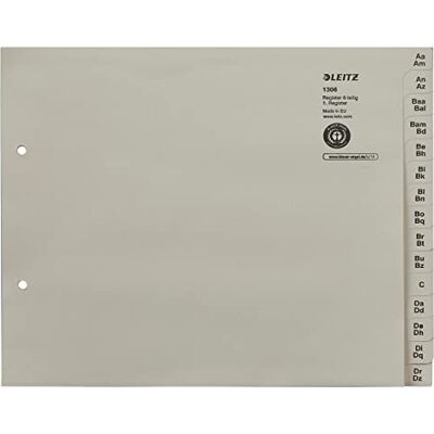 Leitz 13060085 Index Series A-Z A4 Paper for 6 Folders Grey Leitz 13060085 Index Series A-Z A4 Paper for 6 Folders Grey