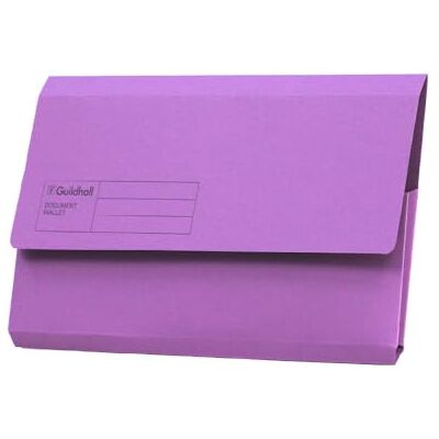 Exacompta Guildhall Document Wallets, 285 gsm, Foolscap Violet, Pack of 50 Exacompta Guildhall Document Wallets, 285 gsm, Foolscap Violet, Pack of 50