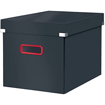 Leitz Click & Store Cube, Foldable Large Storage Box with Lid, Premium Strong Cardboard Container for Home/Office Filing, Cosy Range, Velvet Grey, 53470089 Leitz Click & Store Cube, Foldable Large Storage Box with Lid, Premium Strong Cardboard Container for Home/Office Filing, Cosy Range, Velvet Grey, 53470089