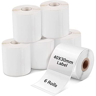Phomemo 6 Rolls Labels 40×30mm(1.58"x1.18"), for M110/M20PRO/M108, 1380 PCS Waterproof Self-Adhesive Labels, Name Thermal Stickers for School, Barcode, Logo, Business, Home, Organization, White Phomemo 6 Rolls Labels 40×30mm(1.58"x1.18"), for M110/M20PRO/M108, 1380 PCS Waterproof Self-Adhesive Labels, Name Thermal Stickers for School, Barcode, Logo, Business, Home, Organization, White