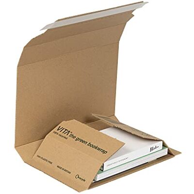 Blake Vita Plastic-Free Recycled Kraft Cardboard Book Wrap 217 x 155 x 52 mm (BWM02) Pack of 25,Brown Blake Vita Plastic-Free Recycled Kraft Cardboard Book Wrap 217 x 155 x 52 mm (BWM02) Pack of 25,Brown