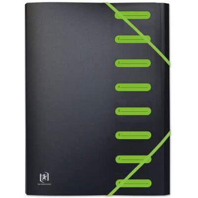 Oxford Students A4 8 Position Expanding File Cover Polypro Two-Tone Black/Green Oxford Students A4 8 Position Expanding File Cover Polypro Two-Tone Black/Green
