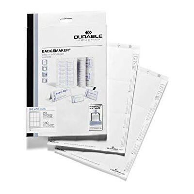 Durable BADGEMAKER Inserts 90 x 60mm Pack of 180 Inserts Printable Name Badge Inserts Create Professional Badges In Minutes Durable BADGEMAKER Inserts 90 x 60mm Pack of 180 Inserts Printable Name Badge Inserts Create Professional Badges In Minutes