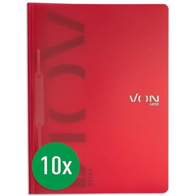 Leitz Von 46790025 Pack of 10 A4 Polypropylene Plastic for 100 Sheets Lightweight Softcover Folder with Modern Von Print for School and Home Red Leitz Von 46790025 Pack of 10 A4 Polypropylene Plastic for 100 Sheets Lightweight Softcover Folder with Modern Von Print for School and Home Red