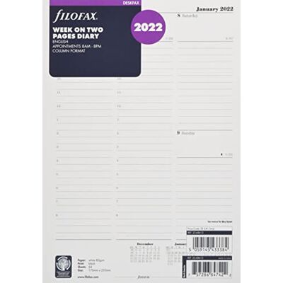 Filofax Deskfax Week on Two Pages appointments English Diary 2022 2268612 Filofax Deskfax Week on Two Pages appointments English Diary 2022 2268612