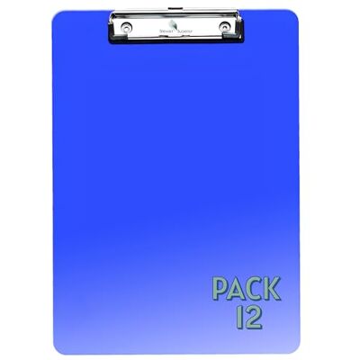 SECO A4 Plastic Translucent Clipboard Blue Pack of 12 SECO A4 Plastic Translucent Clipboard Blue Pack of 12