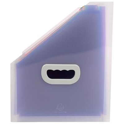 Exacompta Ref 55598E Box of 4 Crystal Desk File Magazine Holder Rigid Handle Polypropylene Multicoloured Interior 12 compartments Size 26.5x32.5cm Crystal Exacompta Ref 55598E Box of 4 Crystal Desk File Magazine Holder Rigid Handle Polypropylene Multicoloured Interior 12 compartments Size 26.5x32.5cm Crystal