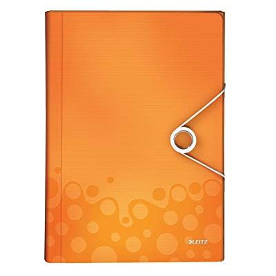 Leitz A4 Expanding File with 6 Compartments, Elastic Band Fastener, Metallic Orange, WOW Range, 45890044 Leitz A4 Expanding File with 6 Compartments, Elastic Band Fastener, Metallic Orange, WOW Range, 45890044