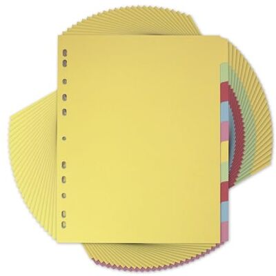 Elba A4 Yellow 10-Part File Dividers, 25 Pack, Multi-Coloured Recycled Card Dividers, Multi-Hole Punched for Ring Binders Elba A4 Yellow 10-Part File Dividers, 25 Pack, Multi-Coloured Recycled Card Dividers, Multi-Hole Punched for Ring Binders