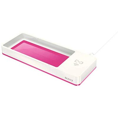 Leitz TS-120559 Wow Desk Organiser with Inductive Charger, Pink Leitz TS-120559 Wow Desk Organiser with Inductive Charger, Pink