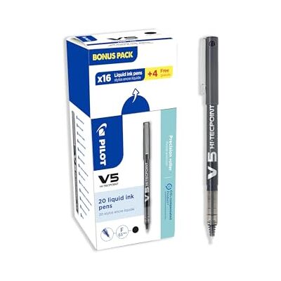 PILOT 3131910516507 V5 Hi-Tecpoint Liquid Ink Roller Pen Black (Pack of 20) PILOT 3131910516507 V5 Hi-Tecpoint Liquid Ink Roller Pen Black (Pack of 20)