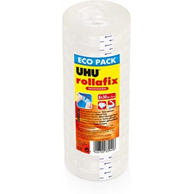 UHU Rollafix High Quality Non-Yellowing School and Office Supplies Refill Pack of 8 Rolls of 25 m x 19 mm UHU Rollafix High Quality Non-Yellowing School and Office Supplies Refill Pack of 8 Rolls of 25 m x 19 mm