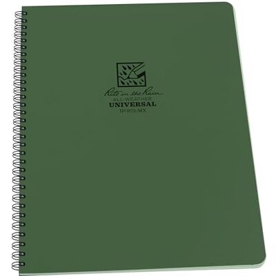 Rite in the Rain Waterproof Paper Side Spiral Notepad Green Polydura Cover 84 Pages 42 Sheets Imperial and Metric Rulers, 4 ⅝ x 7- Inch Rite in the Rain Waterproof Paper Side Spiral Notepad Green Polydura Cover 84 Pages 42 Sheets Imperial and Metric Rulers, 4 ⅝ x 7- Inch