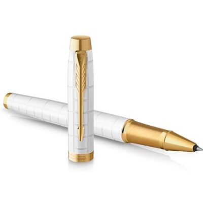 PARKER IM Rollerball Pen Premium Pearl Lacquer with Gold Trim Fine Point with Black Ink Refill Gift Box PARKER IM Rollerball Pen Premium Pearl Lacquer with Gold Trim Fine Point with Black Ink Refill Gift Box