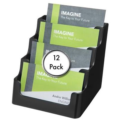 Deflecto Business Card Holder 4 Tier 4 Pocket Landscape Pack of 12 Black Deflecto Business Card Holder 4 Tier 4 Pocket Landscape Pack of 12 Black