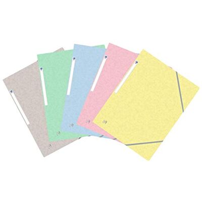 Oxford Pack of 50 Folders, 3 Flaps, Top File + A4 with Elastic Band, Envelope Card, Pastel Colours Oxford Pack of 50 Folders, 3 Flaps, Top File + A4 with Elastic Band, Envelope Card, Pastel Colours