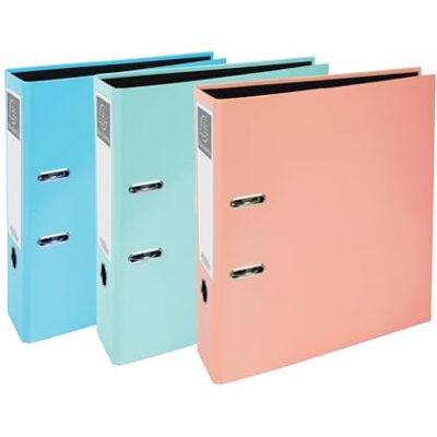 Exacompta A4 Lever Arch File, 75mm, Office Binder, Assorted, Pack of 3 in Mint Green, Pastel Blue and Pastel Pink Stationery Folders for Paperwork and Document Organisation- 227/0001Z Exacompta A4 Lever Arch File, 75mm, Office Binder, Assorted, Pack of 3 in Mint Green, Pastel Blue and Pastel Pink Stationery Folders for Paperwork and Document Organisation- 227/0001Z