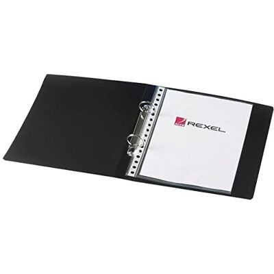 Rexel Budget A5 25mm 2-Rings Polypropylene Ring Binder Black Rexel Budget A5 25mm 2-Rings Polypropylene Ring Binder Black