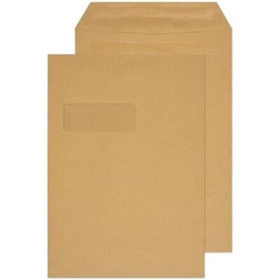 Q-Connect C4 Envelopes Window Pocket Self Seal 90gsm Manilla (Pack of 250) 9017501 Q-Connect C4 Envelopes Window Pocket Self Seal 90gsm Manilla (Pack of 250) 9017501