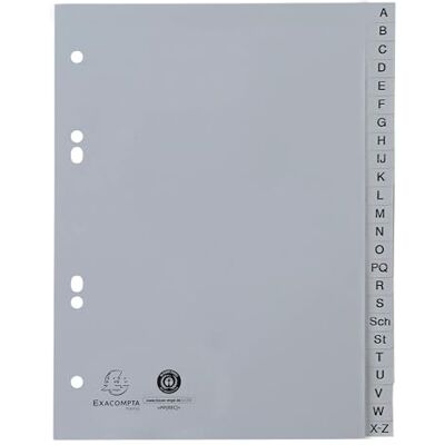 Exacompta 25 dividers recycled PP grey A-Z (German alphabet) A5 Exacompta 25 dividers recycled PP grey A-Z (German alphabet) A5
