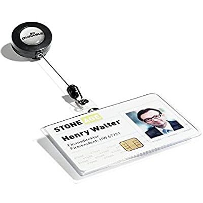 Durable Name Badge with Badge Reel Landscape (Pack of 10), Transparent, 54x86mm (HxW) Durable Name Badge with Badge Reel Landscape (Pack of 10), Transparent, 54x86mm (HxW)
