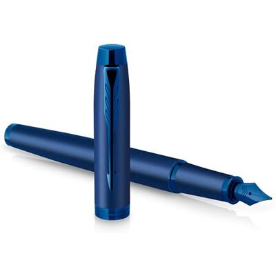PARKER IM Monochrome Fountain Pen Blue Finish and Trims Fine Nib Blue Ink Gift Box PARKER IM Monochrome Fountain Pen Blue Finish and Trims Fine Nib Blue Ink Gift Box