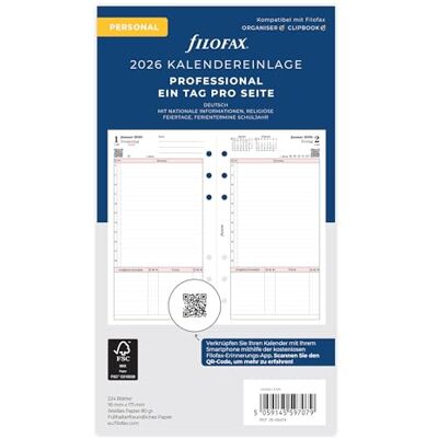Filofax Personal Calendar Prof.1 Day per Page (German) 2026 Filofax Personal Calendar Prof.1 Day per Page (German) 2026