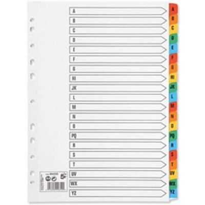 5 Star 2 X 10 x Set of A4 File Dividers Index A-Z Plastic Tabs 5 Star 2 X 10 x Set of A4 File Dividers Index A-Z Plastic Tabs
