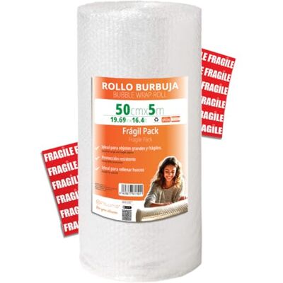 OFITURIA 50cm Bubble Wrap Fragile Pack with Flexible Bubble Film Ideal for Bubble Wrap, Moving, Shipping Protection OFITURIA 50cm Bubble Wrap Fragile Pack with Flexible Bubble Film Ideal for Bubble Wrap, Moving, Shipping Protection