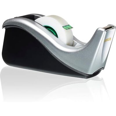 Scotch Tape Dispenser C60, Silver + Magic Tape, 1 Roll, 19 mm x 33 m Refillable Dispenser for Home and Office with General Purpose Matte Sticky Tape for Document Repair, Labelling and Sealing Scotch Tape Dispenser C60, Silver + Magic Tape, 1 Roll, 19 mm x 33 m Refillable Dispenser for Home and Office with General Purpose Matte Sticky Tape for Document Repair, Labelling and Sealing