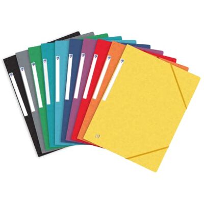 Oxford Pack of 50 Folders with 3 Flaps Top File + A4 with Elastic Card Cover Assorted Colours Oxford Pack of 50 Folders with 3 Flaps Top File + A4 with Elastic Card Cover Assorted Colours