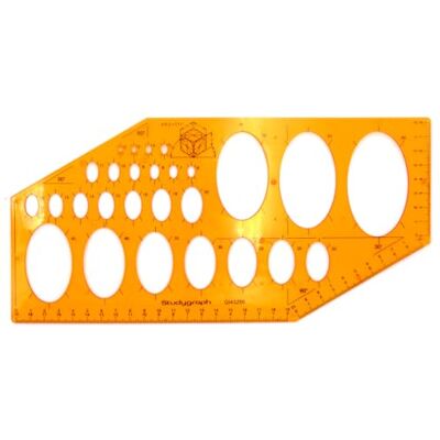 STUDYGRAPH by Graph'It Normograph for Technical Drawing, Map and Diagrams – Resistant Anti-Shock Plastic – Isometric Ellipses – 27 Shapes from 2 to 75 mm STUDYGRAPH by Graph'It Normograph for Technical Drawing, Map and Diagrams – Resistant Anti-Shock Plastic – Isometric Ellipses – 27 Shapes from 2 to 75 mm