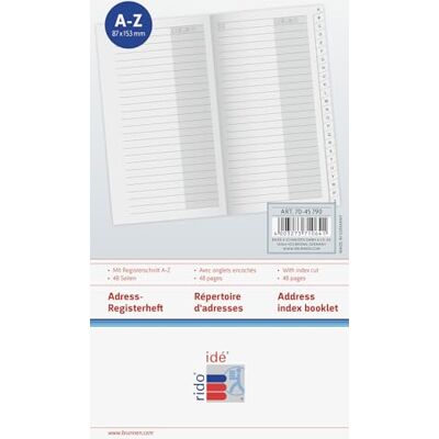 rido/idé (7045790) Address Index Book for Pocket Calendar/Planner Calendar/View Calendar 87 x 153 mm Cardboard Envelope) rido/idé (7045790) Address Index Book for Pocket Calendar/Planner Calendar/View Calendar 87 x 153 mm Cardboard Envelope)