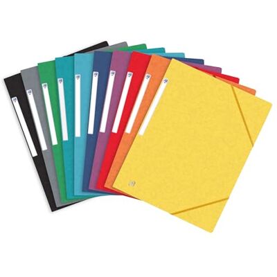 Oxford A4 Document Wallets, Assorted Colours, Pack of 10 Elasticated Manilla Folders, 3 Flap Closure, 390gsm Heavy Duty Card for Office & School Filing Oxford A4 Document Wallets, Assorted Colours, Pack of 10 Elasticated Manilla Folders, 3 Flap Closure, 390gsm Heavy Duty Card for Office & School Filing