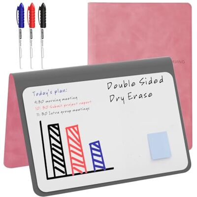 NEWYES Mini Whiteboard A5, Wipe Clean Memo Board, Portable Whiteboards with 3 Colour Pencils, Suitable for Holding Meeting Notes, Shopping Lists, Household Plan and to-Do Lists, Pink NEWYES Mini Whiteboard A5, Wipe Clean Memo Board, Portable Whiteboards with 3 Colour Pencils, Suitable for Holding Meeting Notes, Shopping Lists, Household Plan and to-Do Lists, Pink