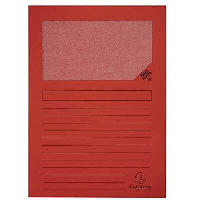 Exacompta Ref 50255E Forever Collection Window Folders 220 x 310mm in Size, Suitable for A4 Documents, 120gsm Recycled Board Red (Pack of 25) Exacompta Ref 50255E Forever Collection Window Folders 220 x 310mm in Size, Suitable for A4 Documents, 120gsm Recycled Board Red (Pack of 25)