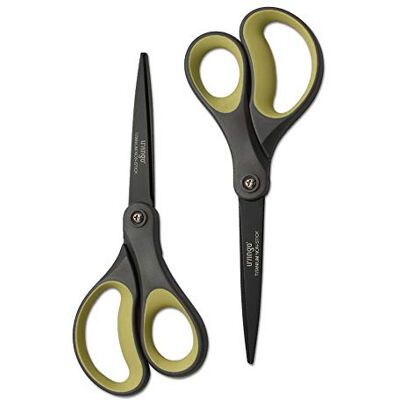 LIVINGO 2 Pack 8" Titanium Non-Stick Scissors, Professional Stainless Steel Comfort Grip, All-Purpose, Straight Office Stationery Craft Scissors Set for DIY(Green/Yellow) Sharp Stainless Steel Blade, Smooth Comfort Grip, Tape Paper Cardboard Cutting, Of LIVINGO 2 Pack 8" Titanium Non-Stick Scissors, Professional Stainless Steel Comfort Grip, All-Purpose, Straight Office Stationery Craft Scissors Set for DIY(Green/Yellow) Sharp Stainless Steel Blade, Smooth Comfort Grip, Tape Paper Cardboard Cutting, Of
