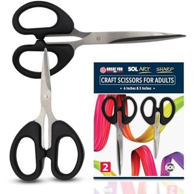 SOL 2pk Craft Scissors Small and Medium Sharp Multipurpose Scissors Precision cutting scissors for sewing, scrapbooking and crafting, stationery for home and office use SOL 2pk Craft Scissors Small and Medium Sharp Multipurpose Scissors Precision cutting scissors for sewing, scrapbooking and crafting, stationery for home and office use