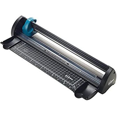 Avery A4 Compact Paper Cutter Trimmer, Black and Teal, 12 Sheet Capacity, A4CT Avery A4 Compact Paper Cutter Trimmer, Black and Teal, 12 Sheet Capacity, A4CT