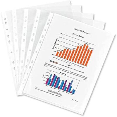 Elba A4 40 microns Standard Punched Pockets (Box of 100) Elba A4 40 microns Standard Punched Pockets (Box of 100)