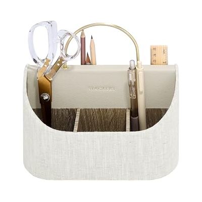 Stackers Oatmeal & Linen Stationary Caddy with Handle Stackers Oatmeal & Linen Stationary Caddy with Handle